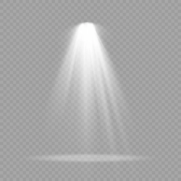 Uppsättning vitt spotlight, projektorljuseffekt. — Stock vektor