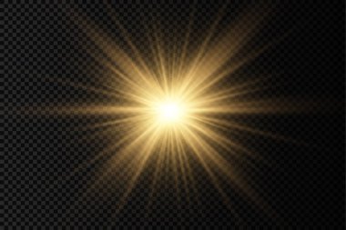 Parlak ışık yıldızı, sarı güneş ışınları.