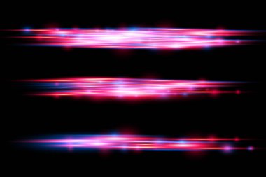 Kırmızı, mavi hareket çizgisi, yatay ışık ışınları.
