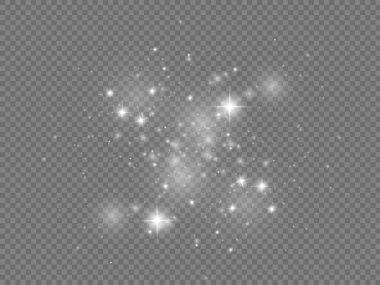 Beyaz toz kıvılcımlar ve yıldızlar, ışık efekti.