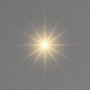 Parlak ışık yıldızı, sarı güneş ışınları.