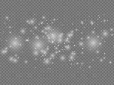 Beyaz toz kıvılcımlar ve yıldızlar, ışık efekti.