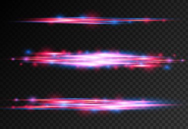 Kırmızı, mavi hareket çizgisi, yatay ışık ışınları.