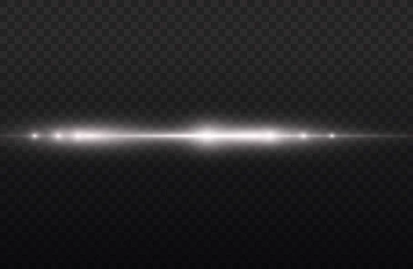 Horisontella ljusstrålar, blinkande vit horisontell linje — Stock vektor