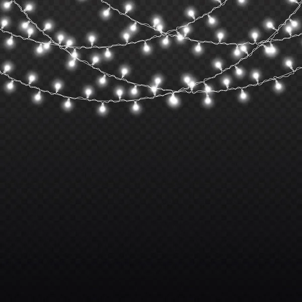 LED neon ışıklar beyaz Noel çelengi süslemesi — Stok Vektör