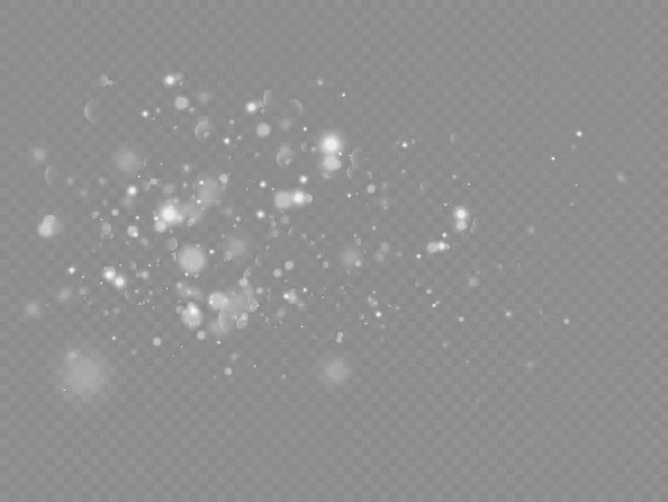 Λευκά σωματίδια σκόνης, λάμψη, φώτα λάμψης, αστέρι. — Διανυσματικό Αρχείο