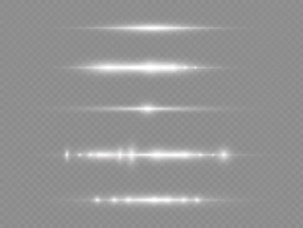 Raggi di luce orizzontali, linea orizzontale bianca flash — Vettoriale Stock