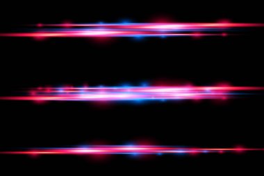 Kırmızı, mavi hareket çizgisi, yatay ışık ışınları.