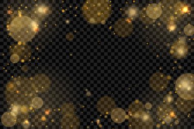 Işıldayan altın sihirli toz parçacıkları ışık saçar.