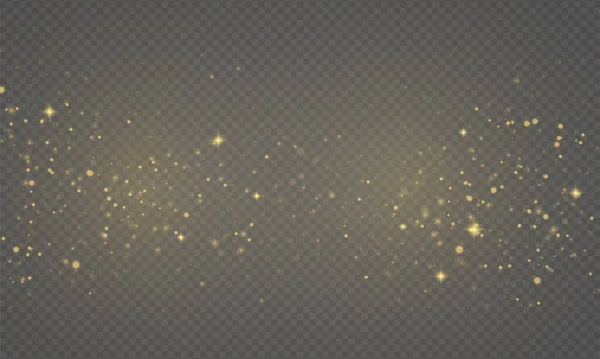 Sparkling or magique jaune particules de poussière lumière — Image vectorielle