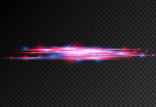 Červená, modrá čára pohybu, horizontální světelné paprsky. — Stockový vektor