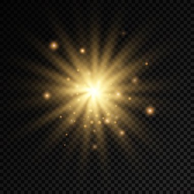 Parlak ışık yıldızı, sarı güneş ışınları.