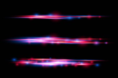 Kırmızı, mavi hareket çizgisi, yatay ışık ışınları.