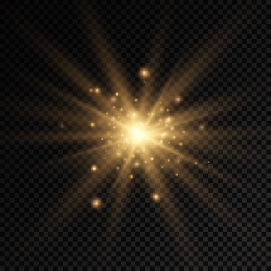 Parlak ışık yıldızı, sarı güneş ışınları.