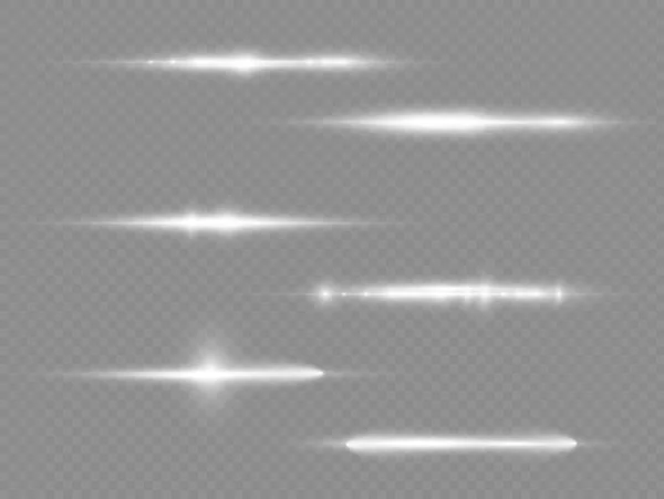 Horizontal light rays, flash white horizontal line — Stock Vector