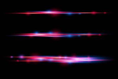 Kırmızı, mavi hareket çizgisi, yatay ışık ışınları.