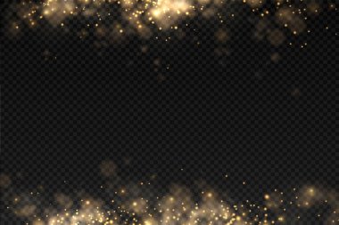 Işıldayan altın sihirli toz parçacıkları ışık saçar.