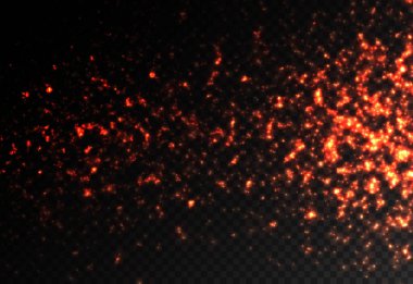 Toz kıvılcımları, kırmızı yıldızlar özel ışık efekti.
