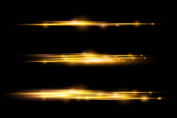 Horizontale lichtstraal, flits gele horizontale lijn — Stockvector