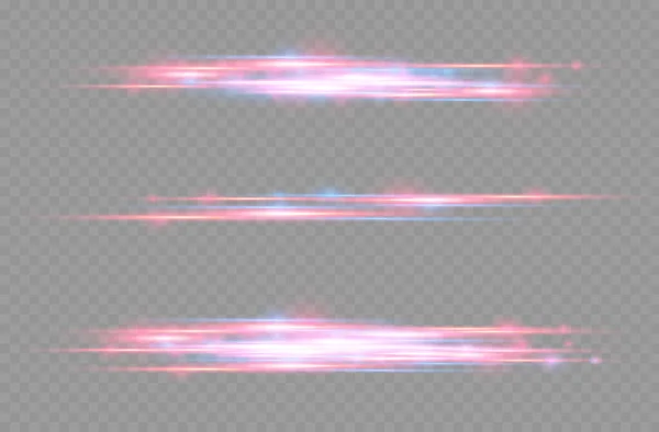 Red, blue motion line, horizontal light rays. — Stock Vector