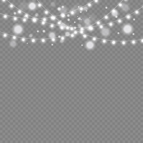 LED νέον φώτα λευκό Χριστουγεννιάτικη γιρλάντα διακόσμηση — Διανυσματικό Αρχείο