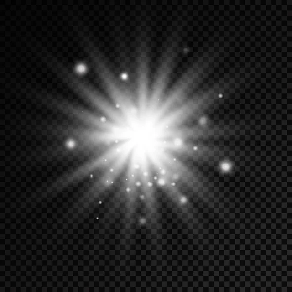 Étoile lumineuse blanche, rayons de soleil éclatants. — Image vectorielle