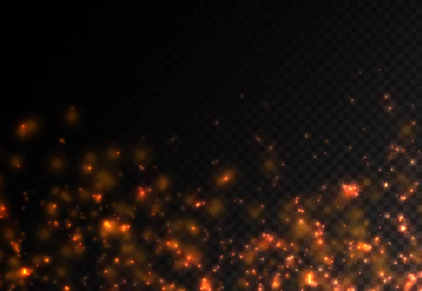 Toz kıvılcımları, kırmızı yıldızlar özel ışık efekti.