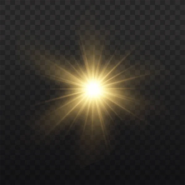 Star burst with light, yellow sun rays.