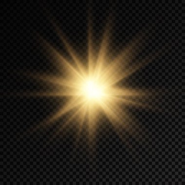 Parlak ışık yıldızı, sarı güneş ışınları.