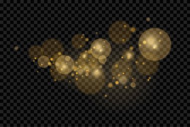 Işıldayan altın sihirli toz parçacıkları ışık saçar.