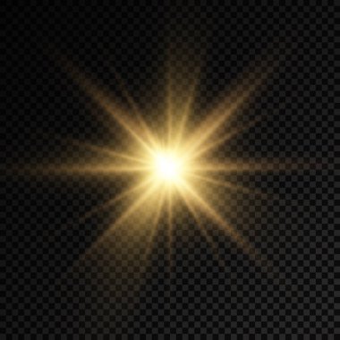 Parlak ışık yıldızı, sarı güneş ışınları.