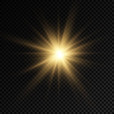 Parlak ışık yıldızı, sarı güneş ışınları.