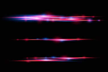 Kırmızı, mavi hareket çizgisi, yatay ışık ışınları.