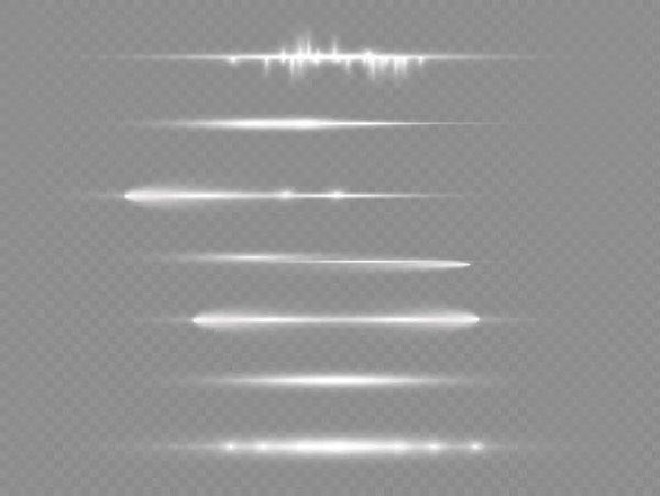 Rayos de luz horizontales, rayos de línea blanca del flash. — Archivo Imágenes Vectoriales