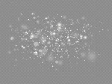Beyaz toz kıvılcımlar ve yıldızlar, ışık efekti.