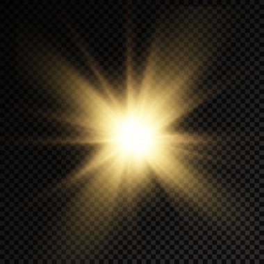 Parlak ışık yıldızı, sarı güneş ışınları.