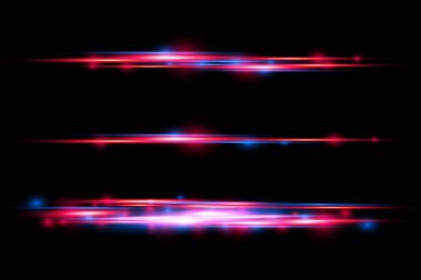 Kırmızı mavi hareketli polis hattı, yatay ışık huzmeleri