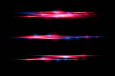 Kırmızı, mavi hareket çizgisi, yatay ışık ışınları.