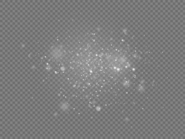 Beyaz toz kıvılcımlar ve yıldızlar, ışık efekti.