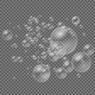 Bir dizi gerçekçi renkli sabun köpüğü.. 