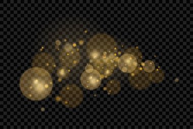 Işıldayan altın sihirli toz parçacıkları ışık saçar.