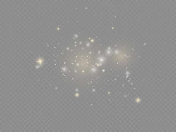 Scintille di polvere bianca e stella, effetto luce. — Vettoriale Stock
