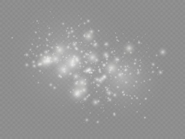 Beyaz toz kıvılcımlar ve yıldızlar, ışık efekti.
