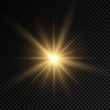 Parlak ışık yıldızı, sarı güneş ışınları.