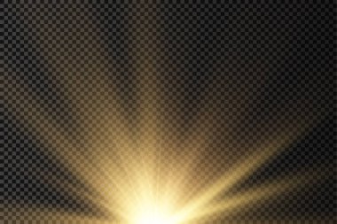 Güneş patlaması, sarı parlak ışıklar güneş ışınları.