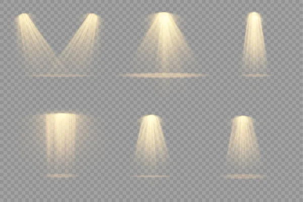Set de proyector amarillo, efecto de luz del proyector. — Archivo Imágenes Vectoriales