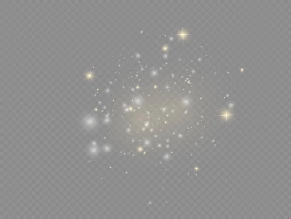 Bílé prachové jiskry a hvězda, světelný efekt. — Stockový vektor
