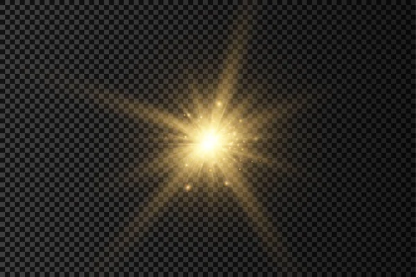 Étoile brillante brillante, rayons de soleil jaunes. — Image vectorielle