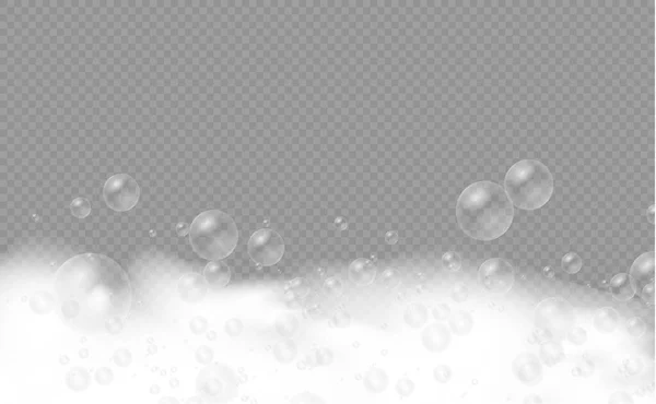 Set mousse de bain avec bulles de shampooing, savon. — Image vectorielle
