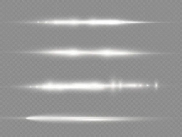 Rayos de luz horizontales, línea horizontal blanca del flash — Vector de stock